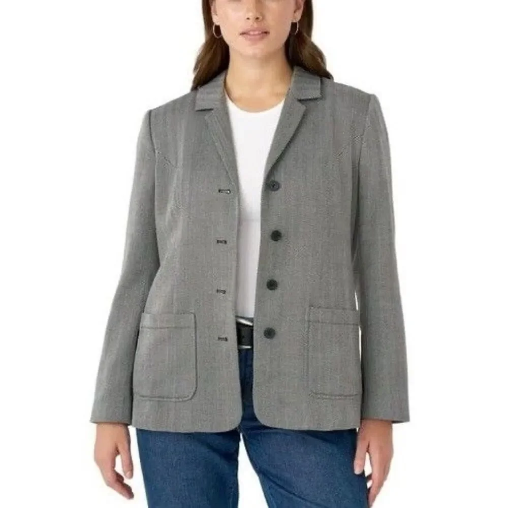 Edited by Hunter McGrady Women's Classic Blazer Herringbone Size 2X - Picture 2 of 9